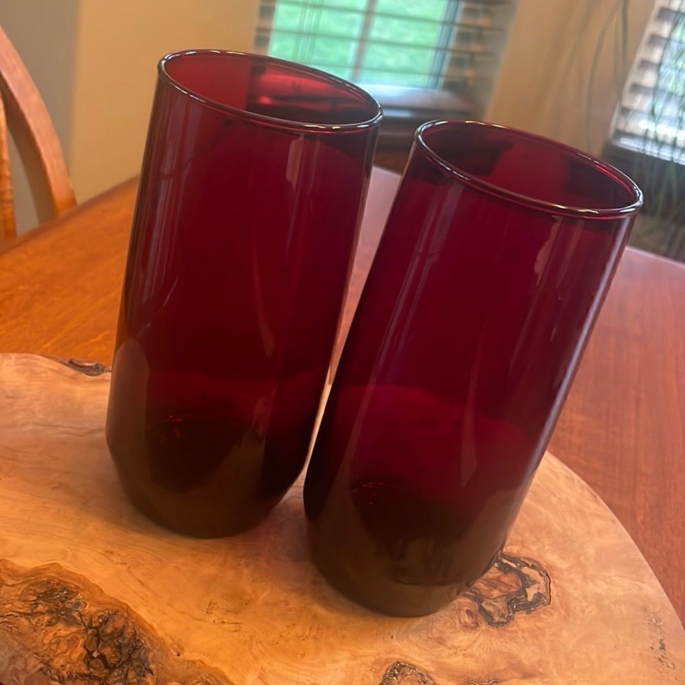 Set of 2 Anchor Hocking Royal Ruby Flat Tumblers